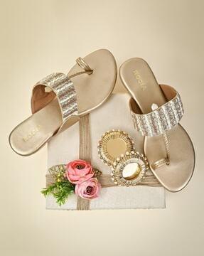 women embellished toe-ring sandals