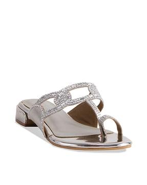 women embellished toe-ring sandals