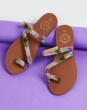 women embellished toe-ring sandals