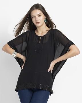 women embellished top with kaftan sleeves