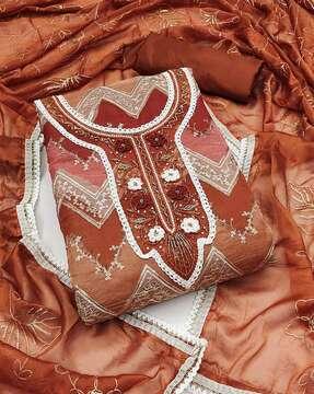 women embellished unstitched dress material