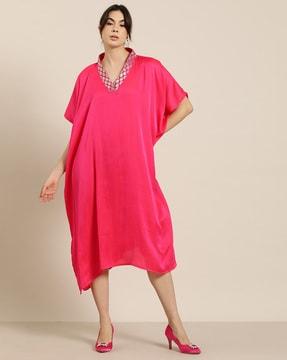 women embellished v-neck kaftan dress