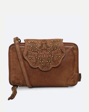 women embellished zip-around wallet
