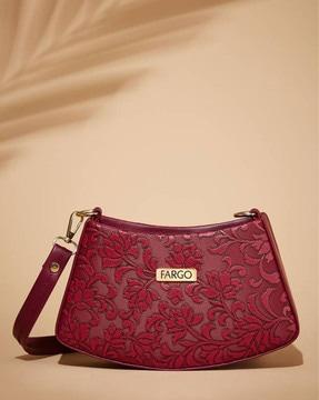 women embossed sling bag with detachable strap