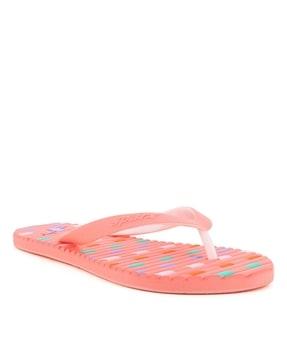 women embossed thong-strap flip-flops