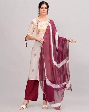 women embroiderd straight kurta suit set