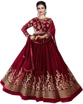 women embroidered 3-piece anarkali dress material