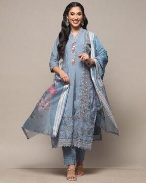 women embroidered 3-piece dress material