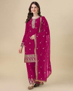 women embroidered 3-piece semistitched dress material