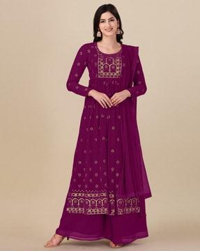 women embroidered 3-piece semistitched dress material