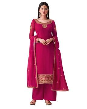 women embroidered 3-piece straight dress material