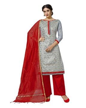 women embroidered 3-piece unstitched dress material