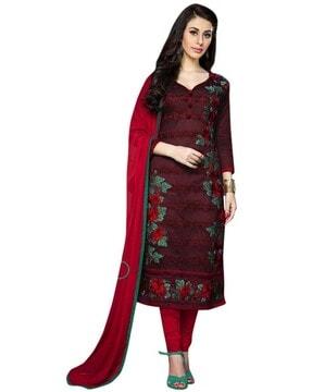 women embroidered 3-piece unstitched dress material