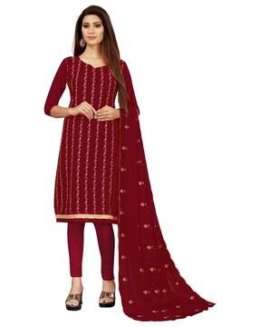 women embroidered 3-piece unstitched dress material