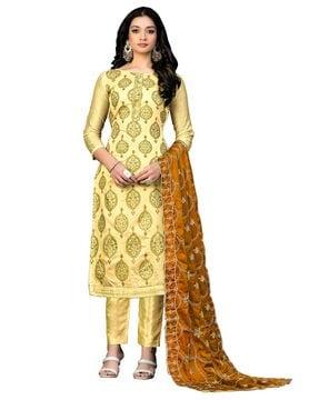 women embroidered 3-piece unstitched dress material