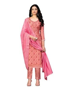 women embroidered 3-piece unstitched dress material