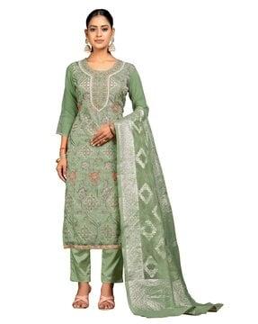 women embroidered 3-piece unstitched dress material