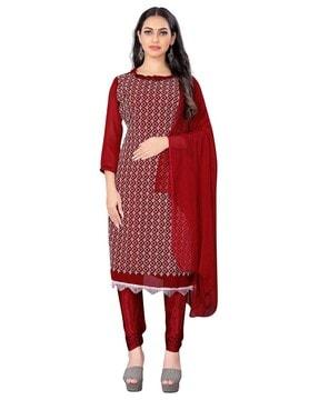 women embroidered 3-piece unstitched dress material