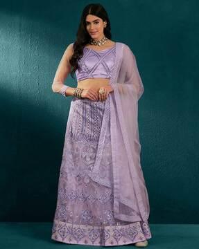 women embroidered a-line  lehenga choli set with dupatta