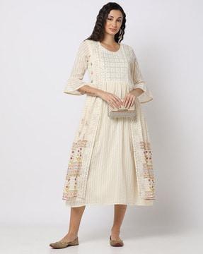 women embroidered a-line dress