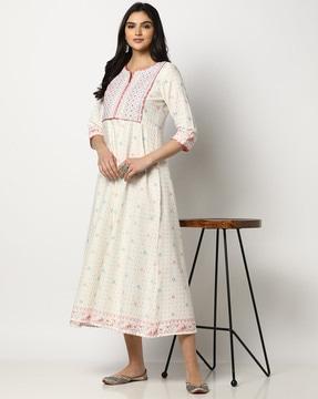 women embroidered a-line dress