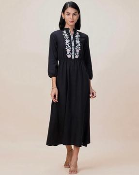 women embroidered a-line dress