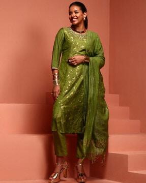 women embroidered a-line kurta set