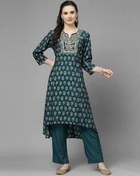 women embroidered a-line kurta set