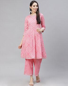 women embroidered a-line kurta set