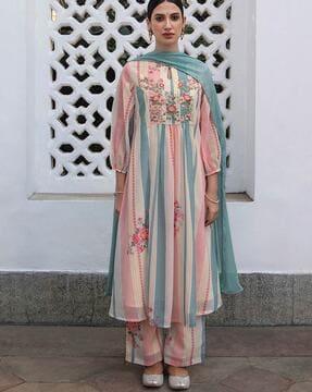 women embroidered a-line kurta set