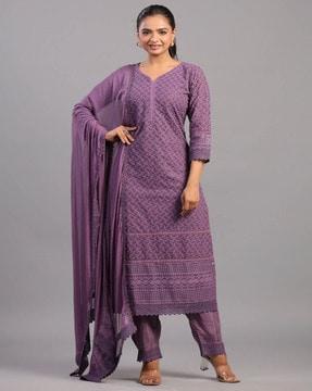 women embroidered a-line kurta set