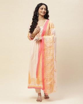 women embroidered a-line kurta set