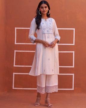 women embroidered a-line kurta