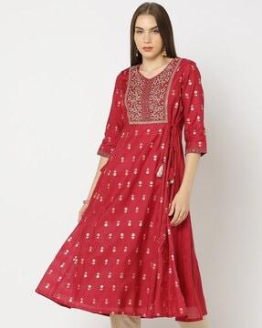 women embroidered a-line kurta