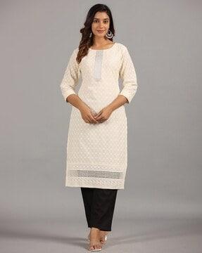 women embroidered a-line kurta