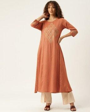 women embroidered a-line kurta