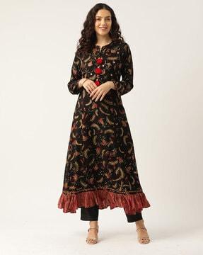 women embroidered a-line kurta