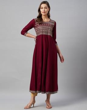 women embroidered a-line kurta