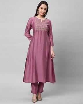 women embroidered a-line kurta