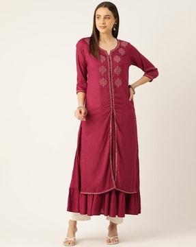 women embroidered a-line kurta