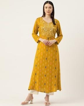 women embroidered a-line kurta