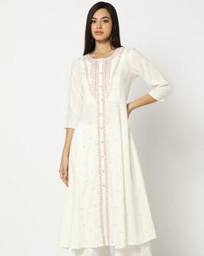 women embroidered a-line kurta