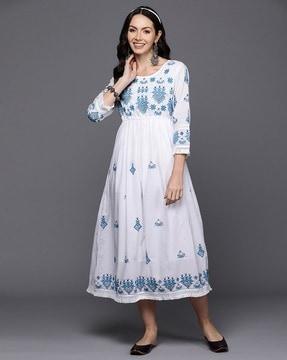 women embroidered a-line kurta