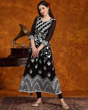 women embroidered a-line kurta