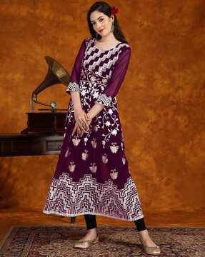 women embroidered a-line kurta