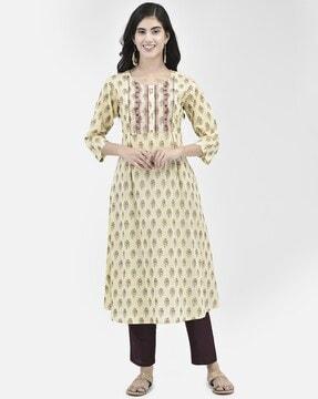 women embroidered a-line kurta