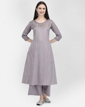 women embroidered a-line kurta