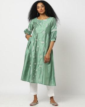 women embroidered a-line kurta