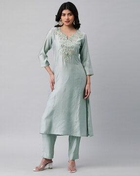 women embroidered a-line kurta