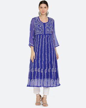 women embroidered a-line kurta